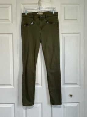 🤎 Gap Women’s True Skinny Olive Green Jeans Zippers on Legs - 6/ 28T